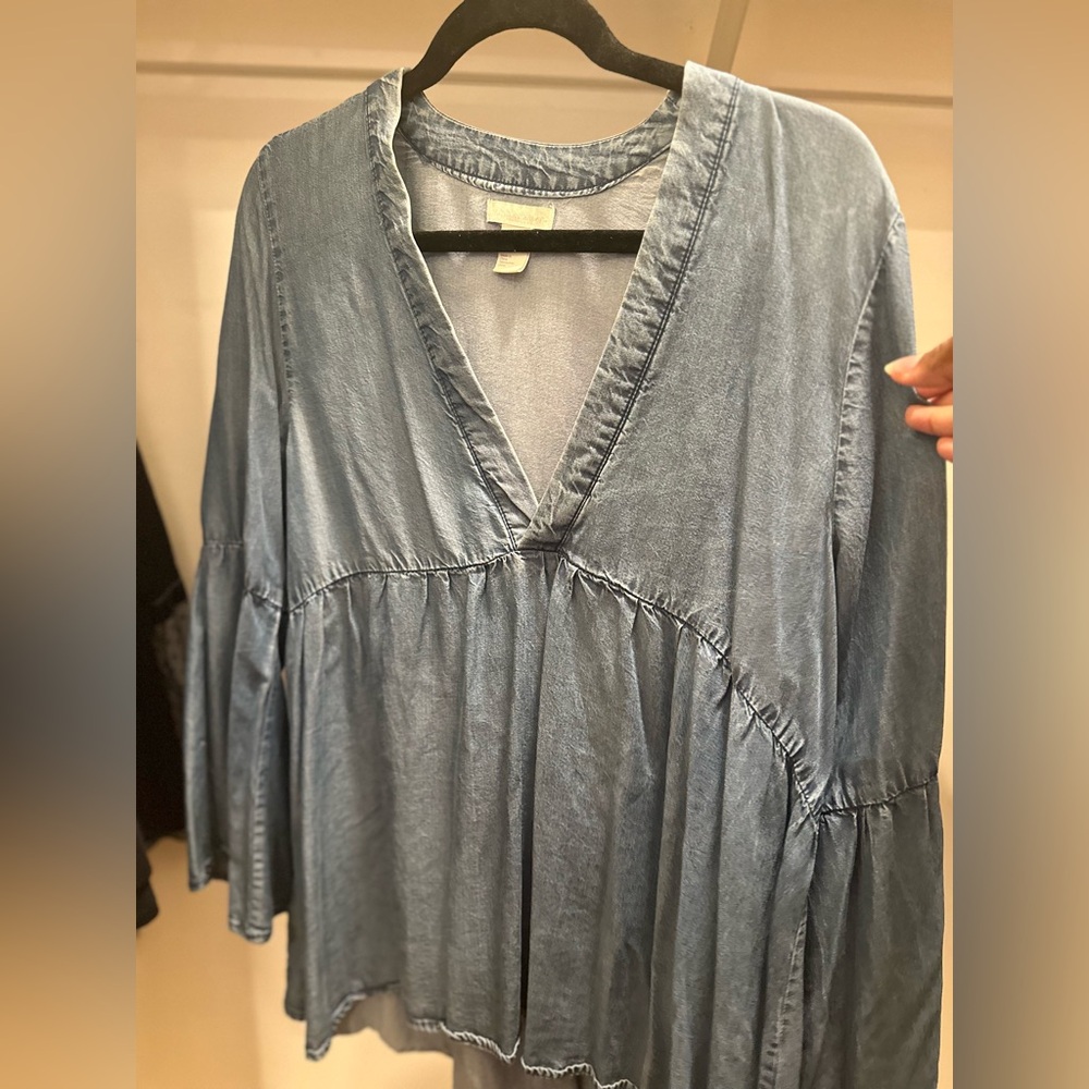 H&M Conscious Collection Denim Empire Waist Top